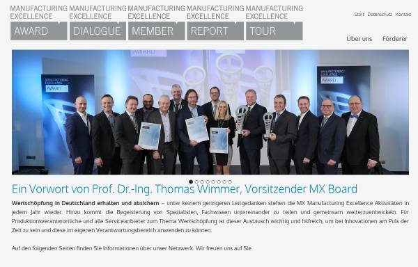 Vorschau von www.manufacturing-excellence.de, Manufacturing Excellence Award - TU Berlin ITM, Bereich Logistik