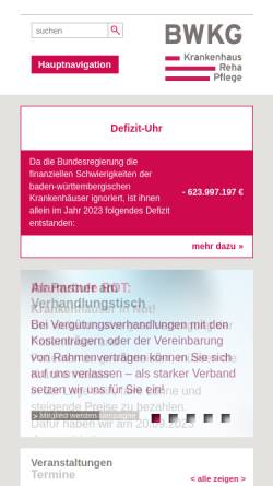 Vorschau der mobilen Webseite www.bwkg.de, Baden-Württembergische Krankenhausgesellschaft e.V.