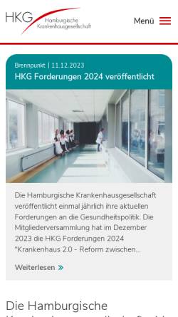 Vorschau der mobilen Webseite www.hkgev.de, Hamburgische Krankenhausgesellschaft e.V.