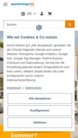 Vorschau der mobilen Webseite spezialreiniger24.de, Agrosell-Fachhandel, Andreas Großer