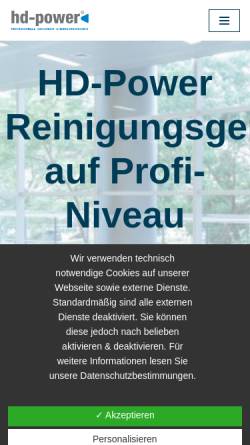 Vorschau der mobilen Webseite www.hd-power.de, HD-Power Reinigungstechnik