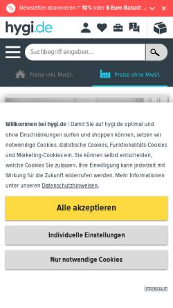 Vorschau der mobilen Webseite www.hygi.de, hygi.de GmbH - Reinigungsbedarf
