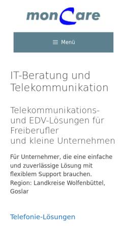 Vorschau der mobilen Webseite www.moncare.de, monCare IT-Beratung