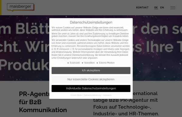 Vorschau von www.maisberger.de, Maisberger Whiteoaks Gesellschaft für strategische Unternehmenskommunikation mbH