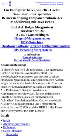 Vorschau der mobilen Webseite www.mstar.de, Visueller Cache-Simulator mit JavaBeans