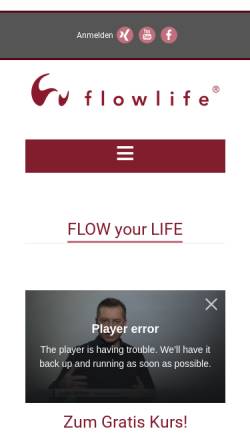 Vorschau der mobilen Webseite www.flowlife.de, Flowlife - Sinnstiftung und Akademie
