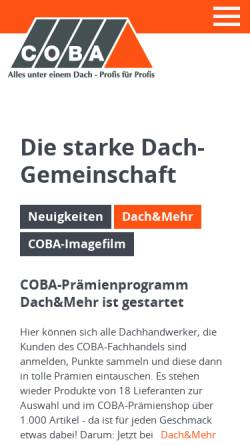 Vorschau der mobilen Webseite www.coba-osnabrueck.de, COBA-Baustoffgesellschaft für Dach + Wand GmbH & Co.