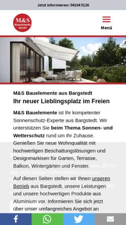 Vorschau der mobilen Webseite www.m-s-bauelemente.de, M&S Bauelemente GmbH