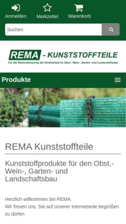 Vorschau der mobilen Webseite www.rema-plasticparts.de, Rema Kunststoffteile, Manfred Reisinger