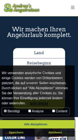 Vorschau der mobilen Webseite www.andrees-angelreisen.de, Andrees Angelreisen