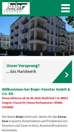 Vorschau der mobilen Webseite www.bojer-fenster.de, Bojer-Fenster GmbH & Co. KG