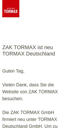 Vorschau der mobilen Webseite www.zaktormax.com, ZAK Produktions- und Handels GmbH