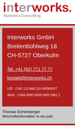 Vorschau der mobilen Webseite www.interworks.ch, Reich Informatik, Interworks