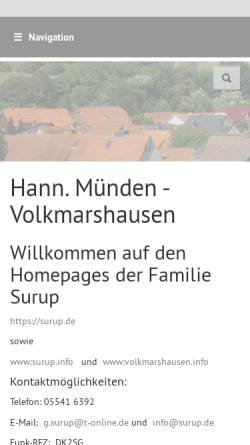Vorschau der mobilen Webseite surup.de, Surup, Familie