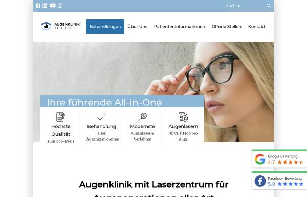 Vorschau von www.augenklinik-teufen.ch, Augenklinik/Laserzentrum Dr. med. A. Scarpatetti AG, Teufen