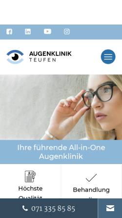 Vorschau der mobilen Webseite www.augenklinik-teufen.ch, Augenklinik/Laserzentrum Dr. med. A. Scarpatetti AG, Teufen