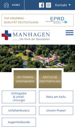 Vorschau der mobilen Webseite www.manhagen.de, Augenlaser Zentrum Manhagen