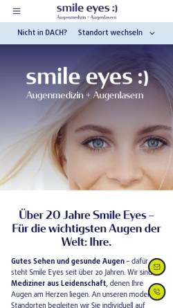 Vorschau der mobilen Webseite www.smileeyes.de, Smile Eyes Augenkliniken