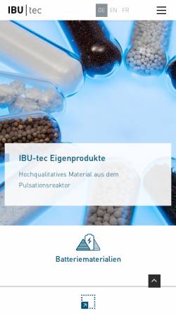 Vorschau der mobilen Webseite www.ibu-tec.de, IBU-tec advanced materials AG