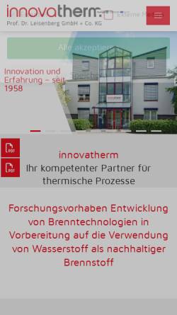 Vorschau der mobilen Webseite www.innovatherm.de, innovatherm Prof. Dr. Leisenberg GmbH + Co. KG