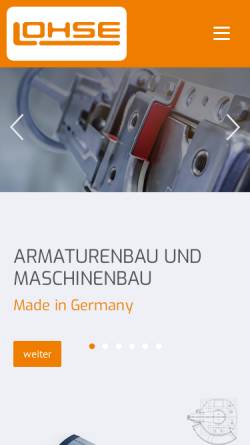 Vorschau der mobilen Webseite www.lohse-gmbh.de, Maschinenbau Lohse GmbH