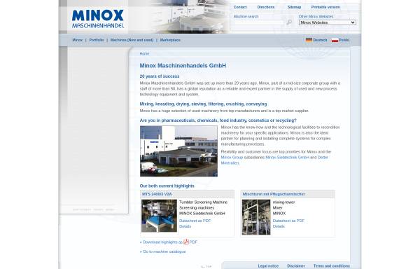 Vorschau von www.minox-maschinen.de, Minox Maschinenhandels GmbH