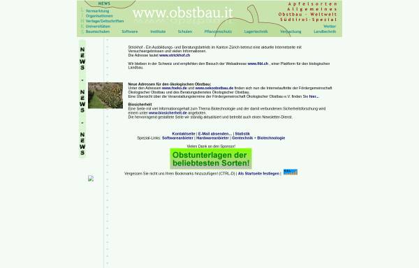 Vorschau von www.obstbau.it, Links und Infos für Obstbauern