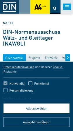 Vorschau der mobilen Webseite www.ngl.din.de, Ausschuss Gleitlager (NGL) des DIN Deutsches Institut für Normung e.V.