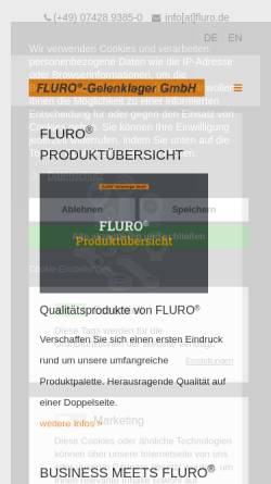 Vorschau der mobilen Webseite www.fluro.de, Fluro-Gelenklager GmbH