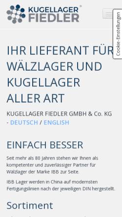 Vorschau der mobilen Webseite www.kugellagerfiedler.com, Kugellager Fiedler GmbH & Co KG