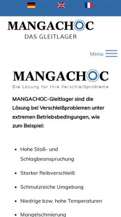 Vorschau der mobilen Webseite www.mangachoc.de, Mangachoc Slide-Bearing Systems GmbH