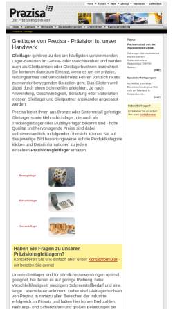 Vorschau der mobilen Webseite www.prezisa.de, Prezisa®500-Präzisionsgleitlager by AquaContour GmbH