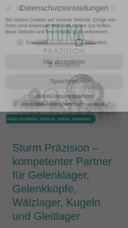 Vorschau der mobilen Webseite www.sturm-kugellager.de, Sturm Präzision GmbH