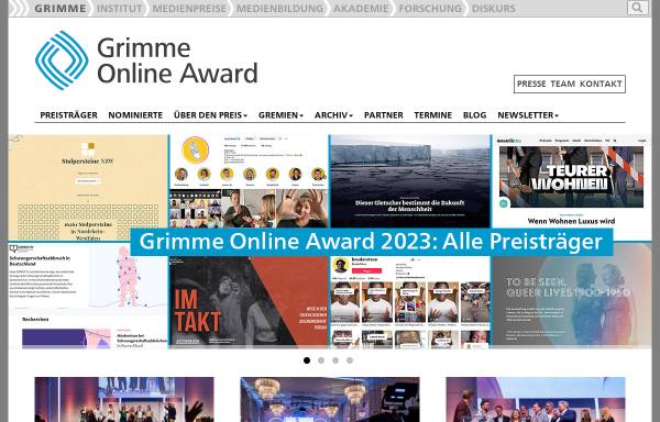 Vorschau von www.grimme-institut.de, Grimme Online Award