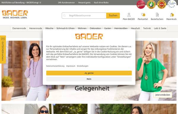 Vorschau von www.bader.de, Bader Großversand GmbH