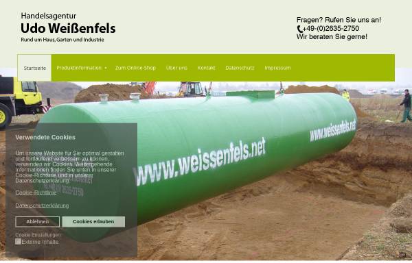 Vorschau von www.weissenfels.net, Handelsagentur Udo Weißenfels