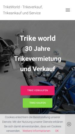 Vorschau der mobilen Webseite www.trikes.net, Trikeworld - Birgit Möller