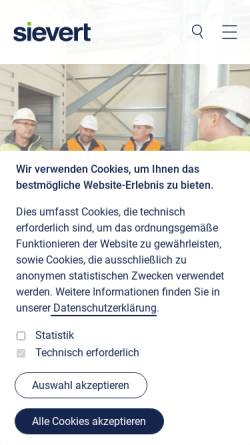 Vorschau der mobilen Webseite www.sievert-ag.de, Sievert AG + Co.
