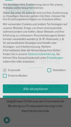 Vorschau der mobilen Webseite www.w-und-i.de, W+I Oberflächen-Systeme GmbH
