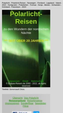 Vorschau der mobilen Webseite www.polarlicht-reisen.de, Polarlichter