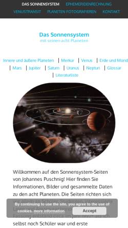 Vorschau der mobilen Webseite www.sonnensystem.at, Das Sonnensystem - von Johannes Puschnig