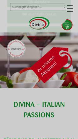 Vorschau der mobilen Webseite www.divinafood.ch, Divina Food AG