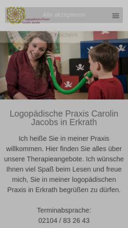Vorschau der mobilen Webseite www.logopaedie-erkrath.de, Logopädische Praxis Carolin Jacobs