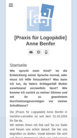 Vorschau der mobilen Webseite www.logopaedie-letmathe.de, Praxis für Logopädie Anne Benfer