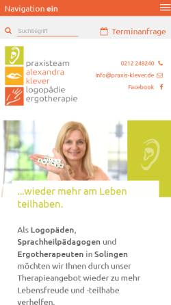 Vorschau der mobilen Webseite www.praxis-klever.de, Praxis für Logopädie und Ergotherapie