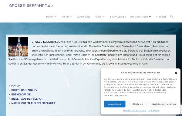 Vorschau von www.grosse-seefahrt.de, Nautisches Download-Archiv für Seefahrt-Schüler und Seeleute