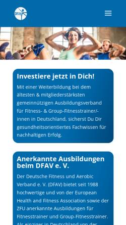 Vorschau der mobilen Webseite www.dfav.de, Deutscher Fitness und Aerobic Verband e.V.
