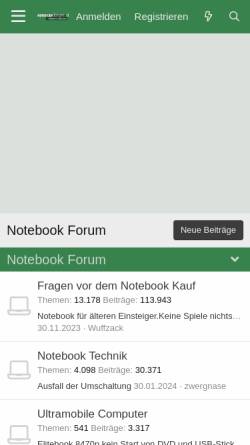 Vorschau der mobilen Webseite www.notebookforum.at, Notebookforum
