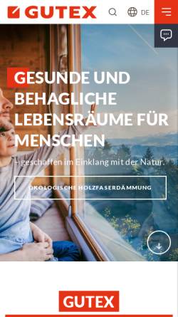 Vorschau der mobilen Webseite gutex.de, H. Henselmann GmbH + Co. KG