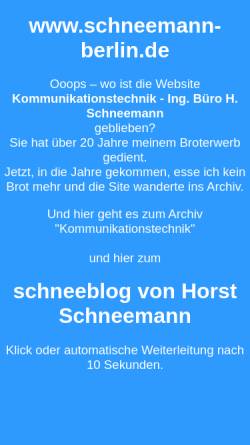 Vorschau der mobilen Webseite schneemann-berlin.de, Kommunikationstechnik Ingenieurbüro Dipl.-Ing (FH) Horst Schneemann